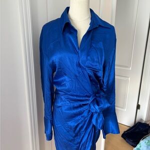Zara Blue Satin Mini Dress